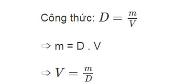 công thức tính khối lượng riêng của đồng